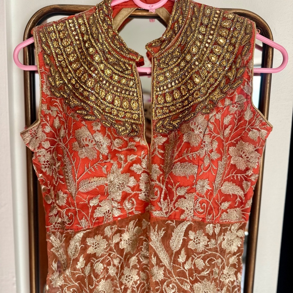 Orange Women's Indian Anarkali